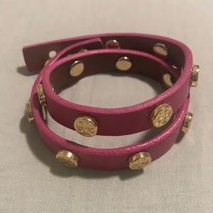 Tory Burch double wrap bracelet pink